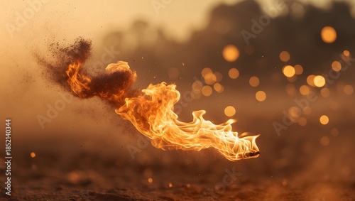 Flowing Fire Wave with Sparks Cinematic Flame Motion Abstract Background
