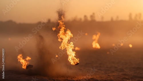 Single Flame Rising in Open Space Minimal Fire Motion Abstract Background
