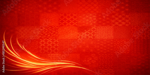Red abstract background with digital technology lines and pink mosaic light patterns for a Valentine art wallpaper backdrop