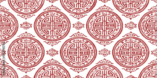 Vintage style seamless pattern with vector Easter eggs and decorative ornaments for wallpaper design or card art