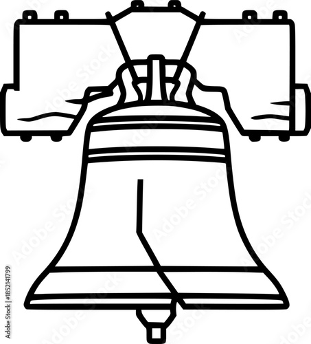 Detailed Illustration of the Liberty Bell with a Black and White
