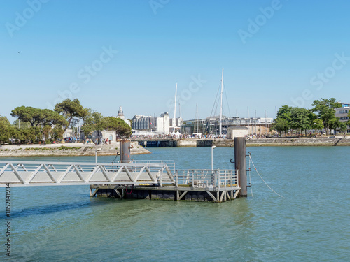 La Rochelle in Charente-Maritime - Inter-island ferry terminal at the end of the Old Port with a view of the Gabut lifting bridge and the Aquarium, Quai Louis Prunier
