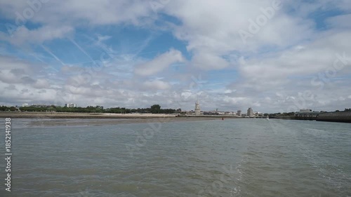 La Rochelle in Charente-Maritime - Navigation on the Marans to La Rochelle canal from the old harbour and lantern tower along the New World breakwater to the new port Minimes and Lazaret Basin