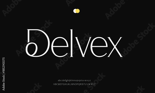 Delvex Elegant alphabet letters serif font and number. Classic Lettering Minimal Fashion. Typography fonts regular uppercase, lowercase and numbers. vector illustration