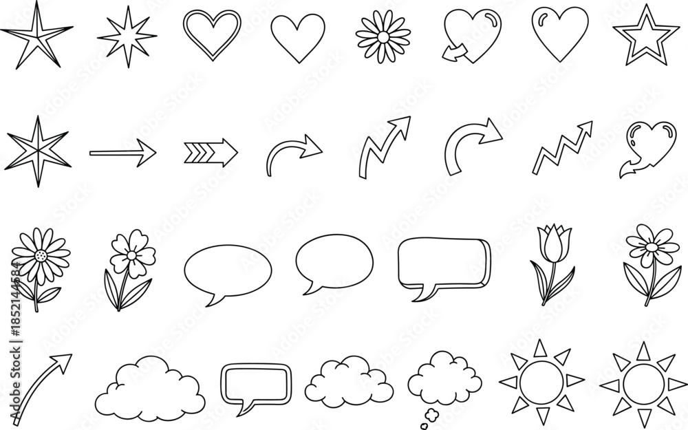 Fototapeta premium Hand drawn icons for chat and web design