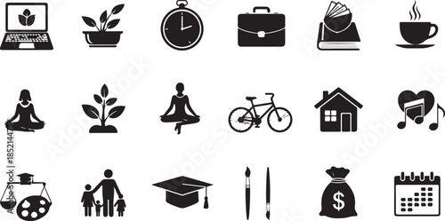 Work life balance icons set