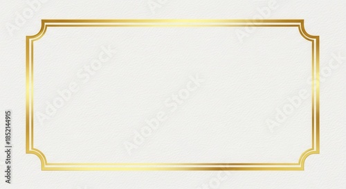 Elegant golden ornate decorative frame with rounded corners isolated on white background