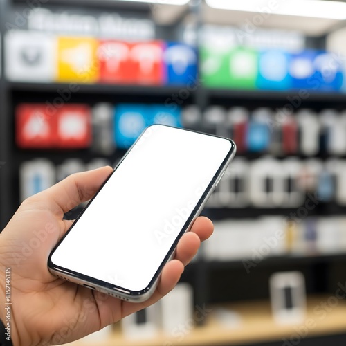 App Store Smartphone Mockup - Hand Holding Phone with App Icon Background for Mobile Marketing, App Promotion and Tech Retail Content