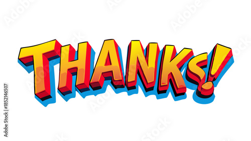 Bold Yellow and Red 3D Text Typography Saying Thanks!