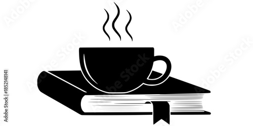 Cozy Reading Coffee Morning Vector Silhouette