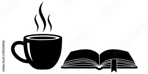 Cozy Reading Coffee Morning Vector Silhouette