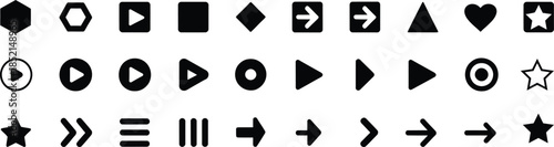 Geometric Symbol Icon Set – Minimalist Shapes and Arrows for UI and Design