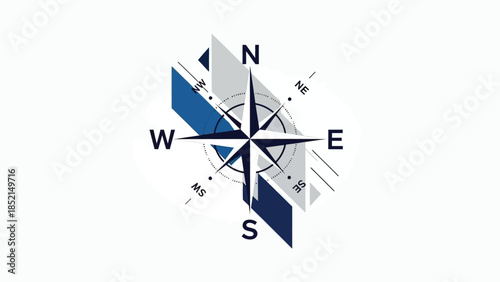 Modern compass graphic with directional arrows and navigation symbols