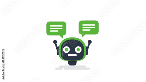 Digital AI Chatbot Assistant Engaging in Online Conversation Representing Modern Technology and Customer Support Solutions Icon for Virtual Interaction and User Support