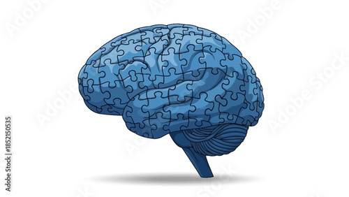 Brain puzzle symbolizing the complexity of thought and memory, intricate mental connections and cognitive processes