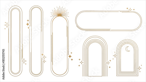 Cute minimal y2k aesthetic decorative frames with sparkles