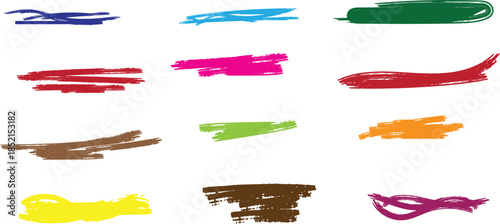 Colorful brush strokes in various shades and textures