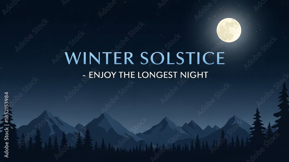 Fototapeta premium Winter Solstice Landscape with Moon and Mountains