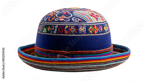 Bolivian bowler hat traditionally worn by cholitas, isolated on a white background