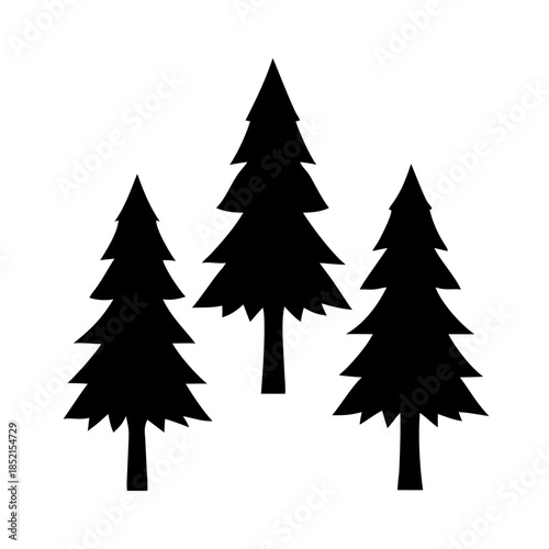 Three pine trees silhouette