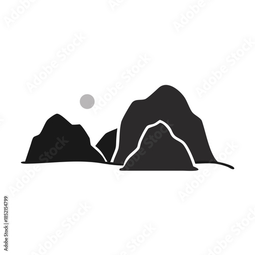 Mountain range under moonlight