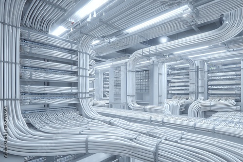 Photorealistic Server Room with Intricate Cable Management
