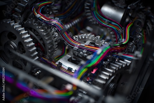 Intricate Wiring and Gears: Modern Tech Design