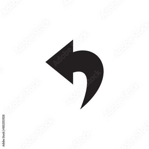 A clean and clear black curved arrow symbol indicating a backward direction. Ideal for website navigation undo functions or any interface requiring a simple visual cue for returning.