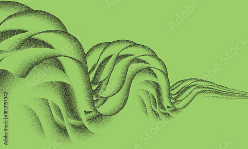 Abstract green background featuring flowing three dimensional wave shapes with granular texture effect