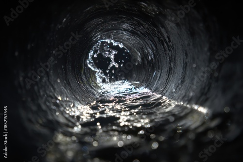 Wallpaper Mural Industrial water flow inside deep dark pipeline Torontodigital.ca