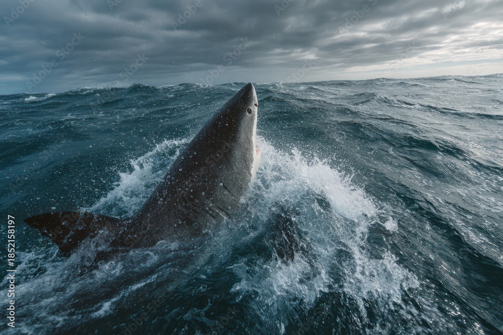Fototapeta premium Close up of great white shark dorsal fin