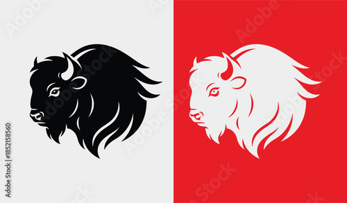 Dual head profile of a bison and lion