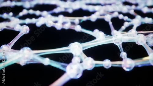 Abstract molecular structure network connected nodes on dark background