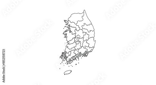 A detailed political outline map of South Korea showing the boundaries of its provinces and major administrative divisions.