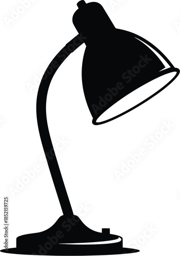 Silhouette of a table lamp with a curved neck and conical shade