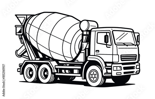 black and white cement mixer truck clip art preview