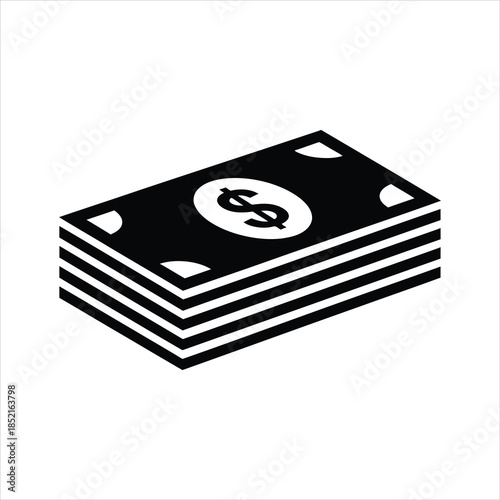 A vector icon depicting a stack of dollar bills, representing banking, cash flow, or payments