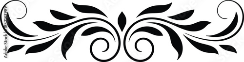 Black and white decorative swirl and leaf pattern