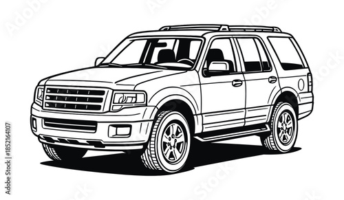 Suv car illustration, flat vector illustration with suv, vehicle, automobile
