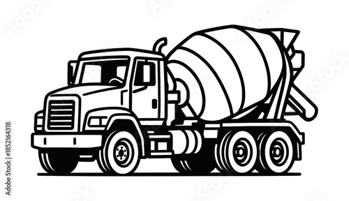 Concrete mixer truck vector illustration, construction vehicle, flat vector style
