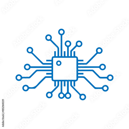 CPU microchip technology icon for app interface vector flat design.