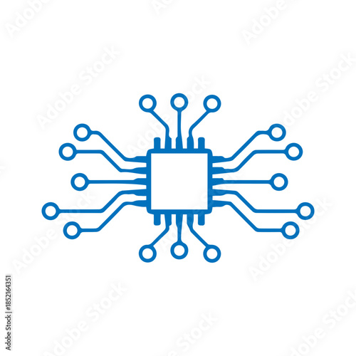 CPU microchip technology icon for app interface vector flat design.