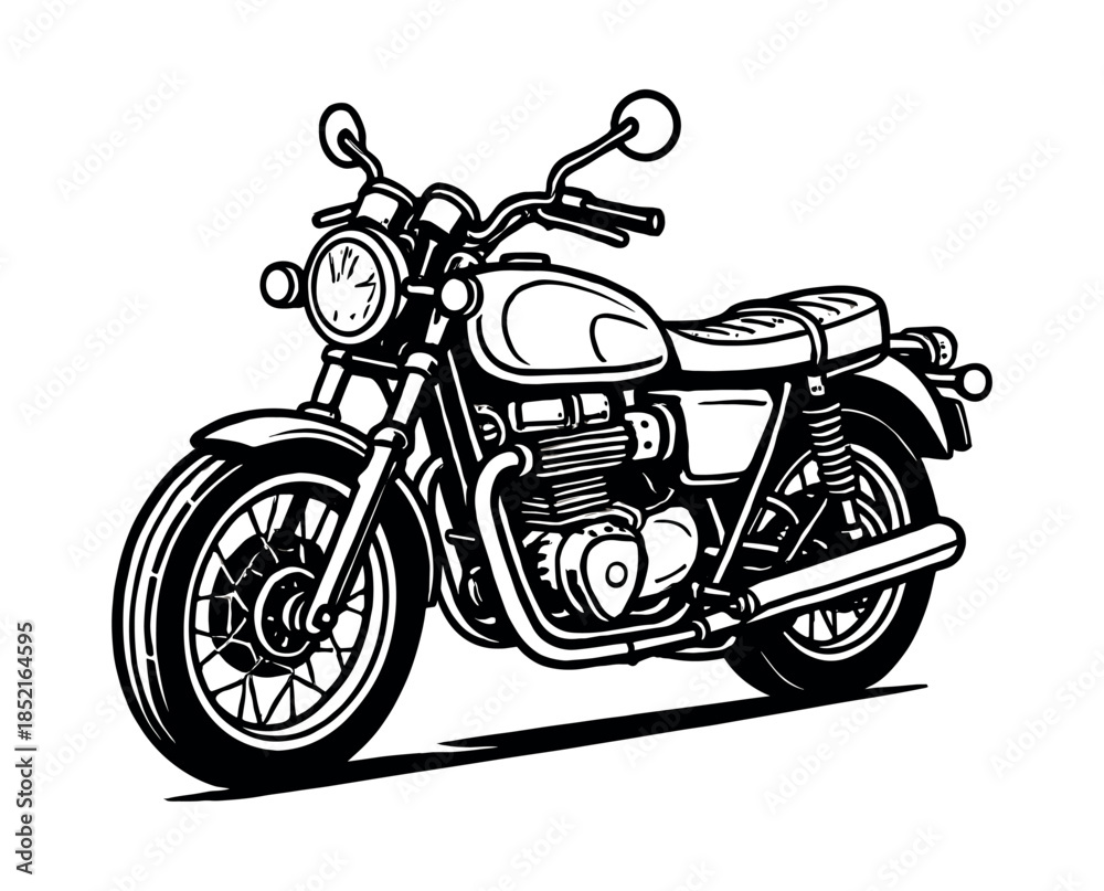Fototapeta premium Motorcycle design, flat vector illustration, vintage bike, chopper graphic art