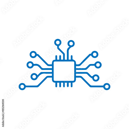 CPU microchip technology icon for app interface vector flat design.
