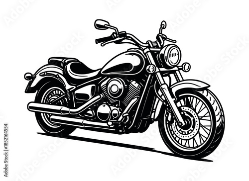 Motorcycle design, flat vector illustration, vintage bike, chopper graphic art