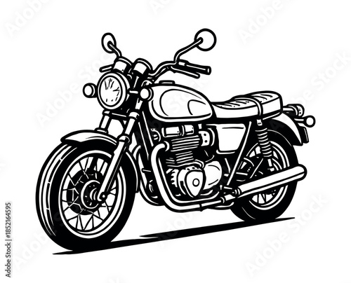 Motorcycle design, flat vector illustration, vintage bike, chopper graphic art