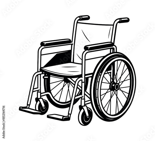 Wheelchair design, flat vector illustration, mobility aid, healthcare concept