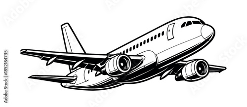 Airplane vector illustration, jet, aircraft design, flat vector style