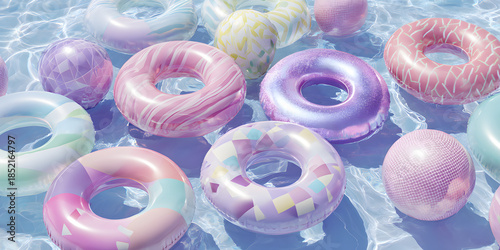 Pastel Geometric Inflatable Pool Floats Lifestyle Minimalist