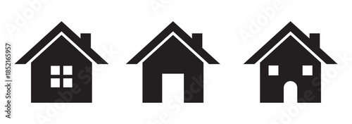 Home icon. Solid house silhouette with roof and window for real estate, apps and property tools vector. Minimal building shape for interfaces, maps and housing services sign. Clean dwelling concept.